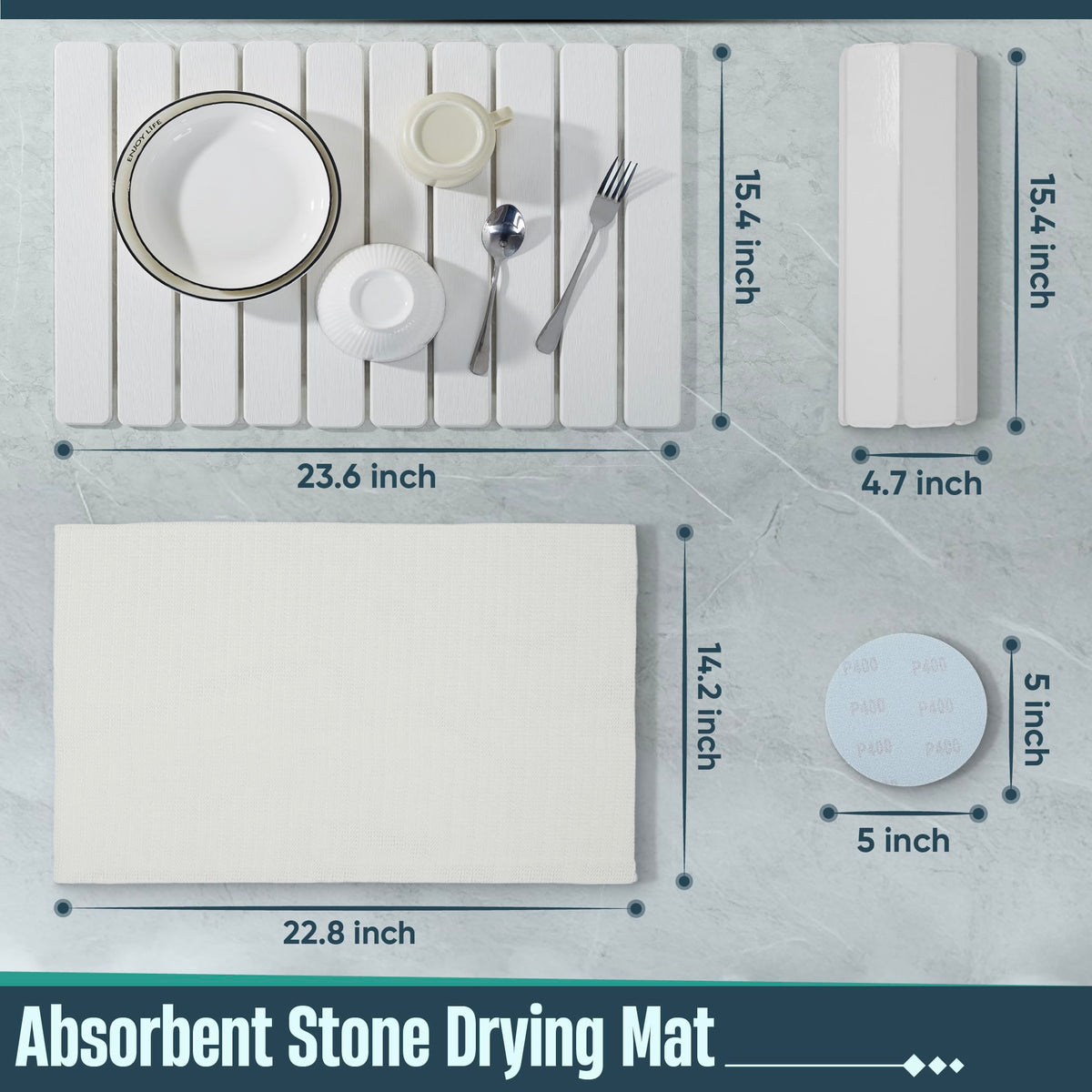 UPTIMAZ Stone Drying Mat folded flat for compact storage