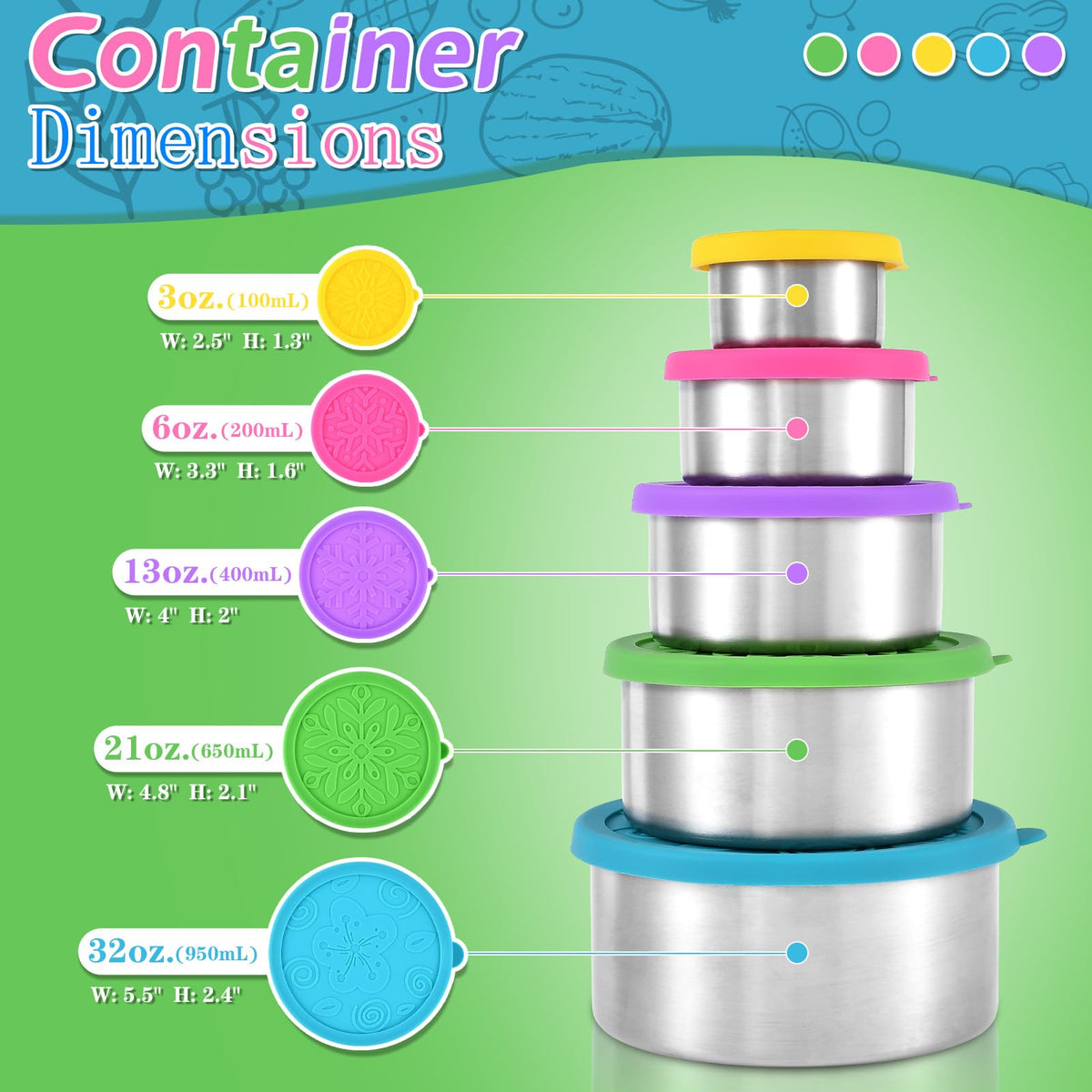 UPTRUST 21 oz stainless steel snack container with lid, perfect for kids' lunches.