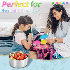 UPTRUST 3 oz stainless steel snack container with lid, ideal sauce or dip container.