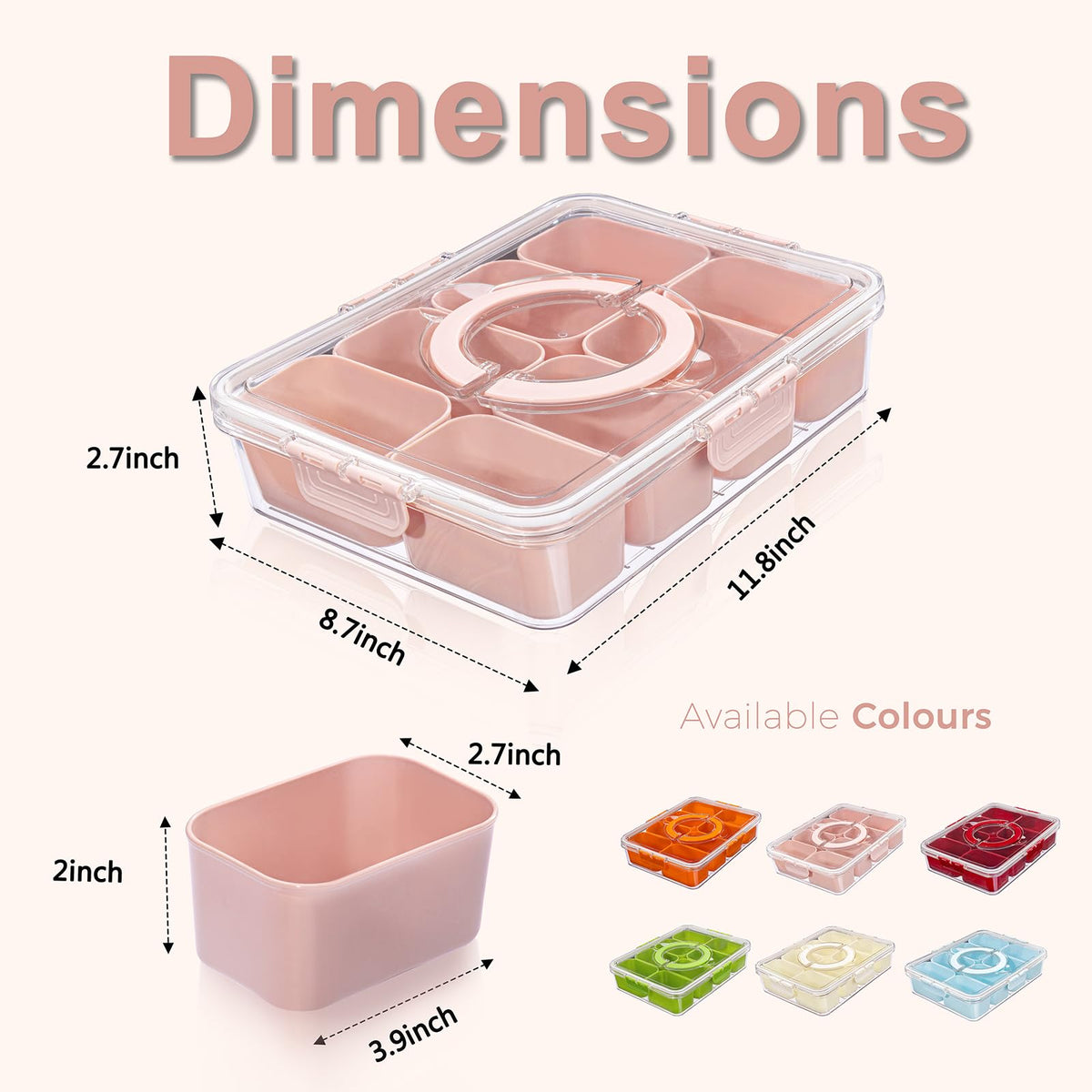 U-QE Snackle Box with eight deep containers and spill-proof edges for mess-free meals.