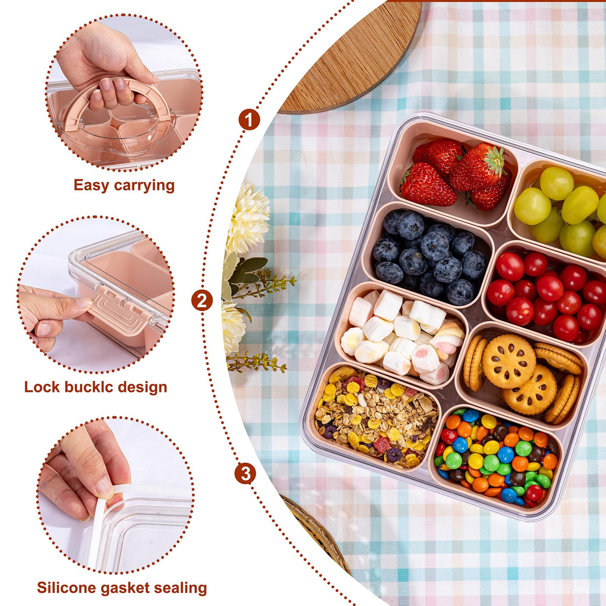 U-QE Snackle Box portable with dual handles and clamps for single-handed carry.