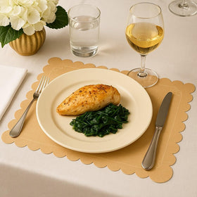 Ur-Way kraft placemats offer ample 10x14 inch workspace for plates.