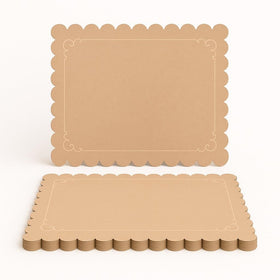 Ur-Way kraft placemats in light brown with scalloped edges for rustic table decor.
