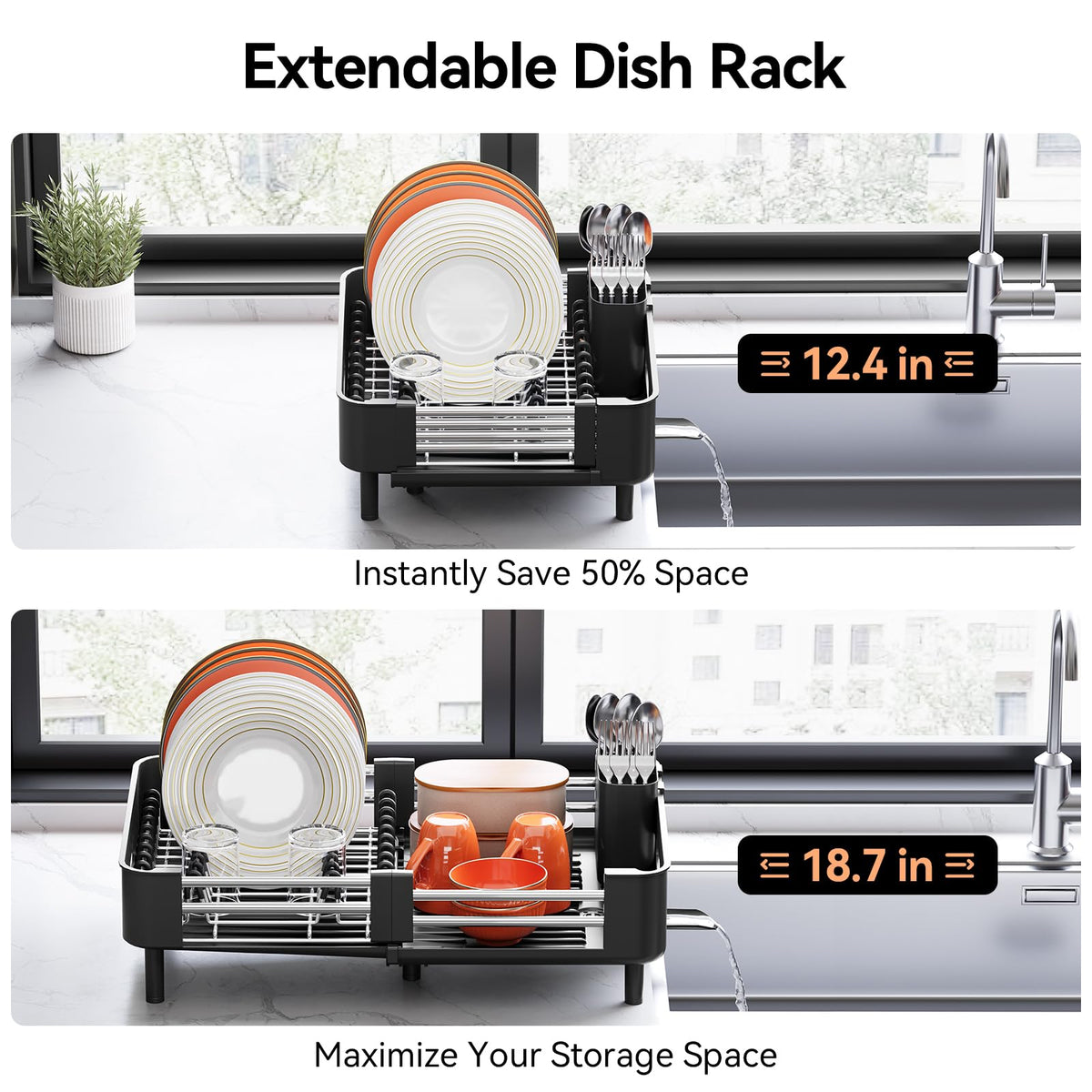 Urackify cup and bowl organizer layout streamlines daily drying in busy kitchens