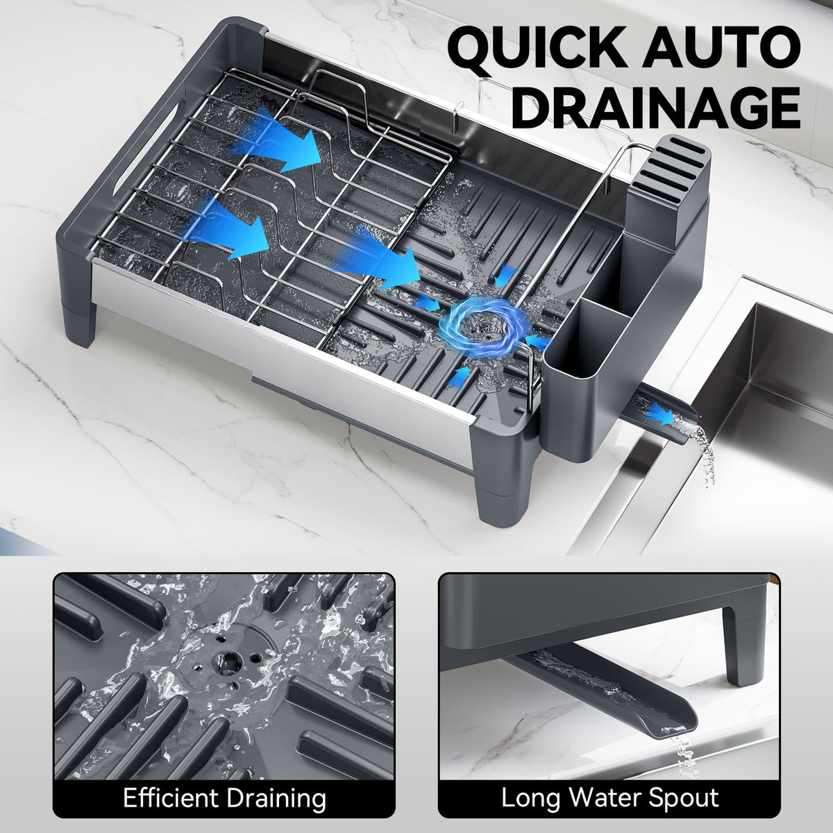 Urackify dish drying rack aluminum frame emphasizes lightweight strength and easy maintenance.