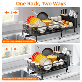 Urackify dish drying rack compact setup demonstrates space-saving design