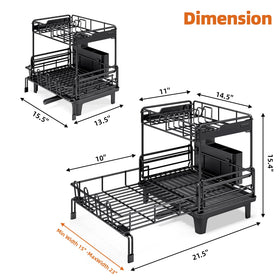 Urackify dish drying rack featuring cup holder for compact, efficient drying.