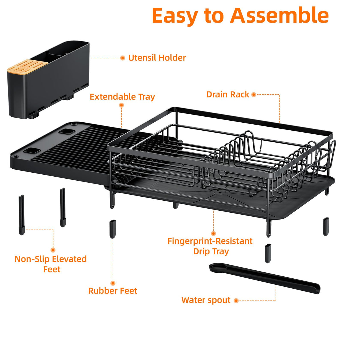 Urackify dish drying rack cup holder holds mugs and glasses
