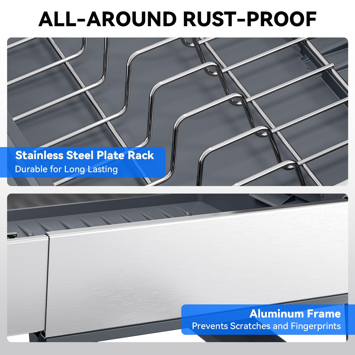 Urackify dish drying rack cutlery holder provides organized utensil storage.