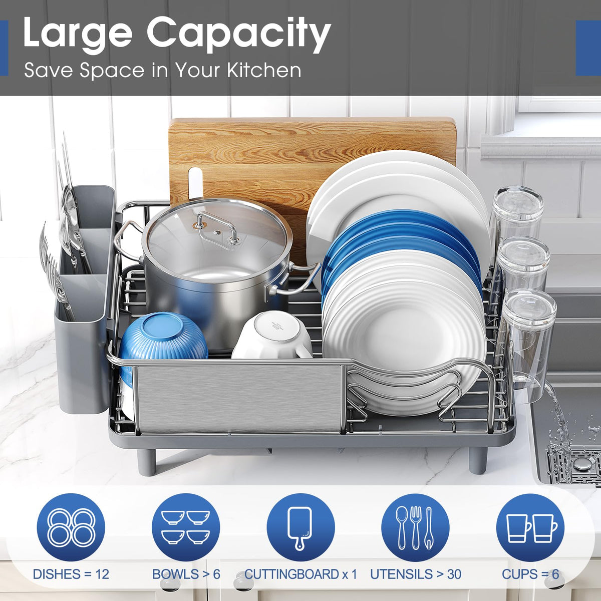 Urackify drain board highlights efficient water drainage away from dishes.