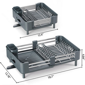 Urackify stainless steel rack with foldable side tray expands drying space.