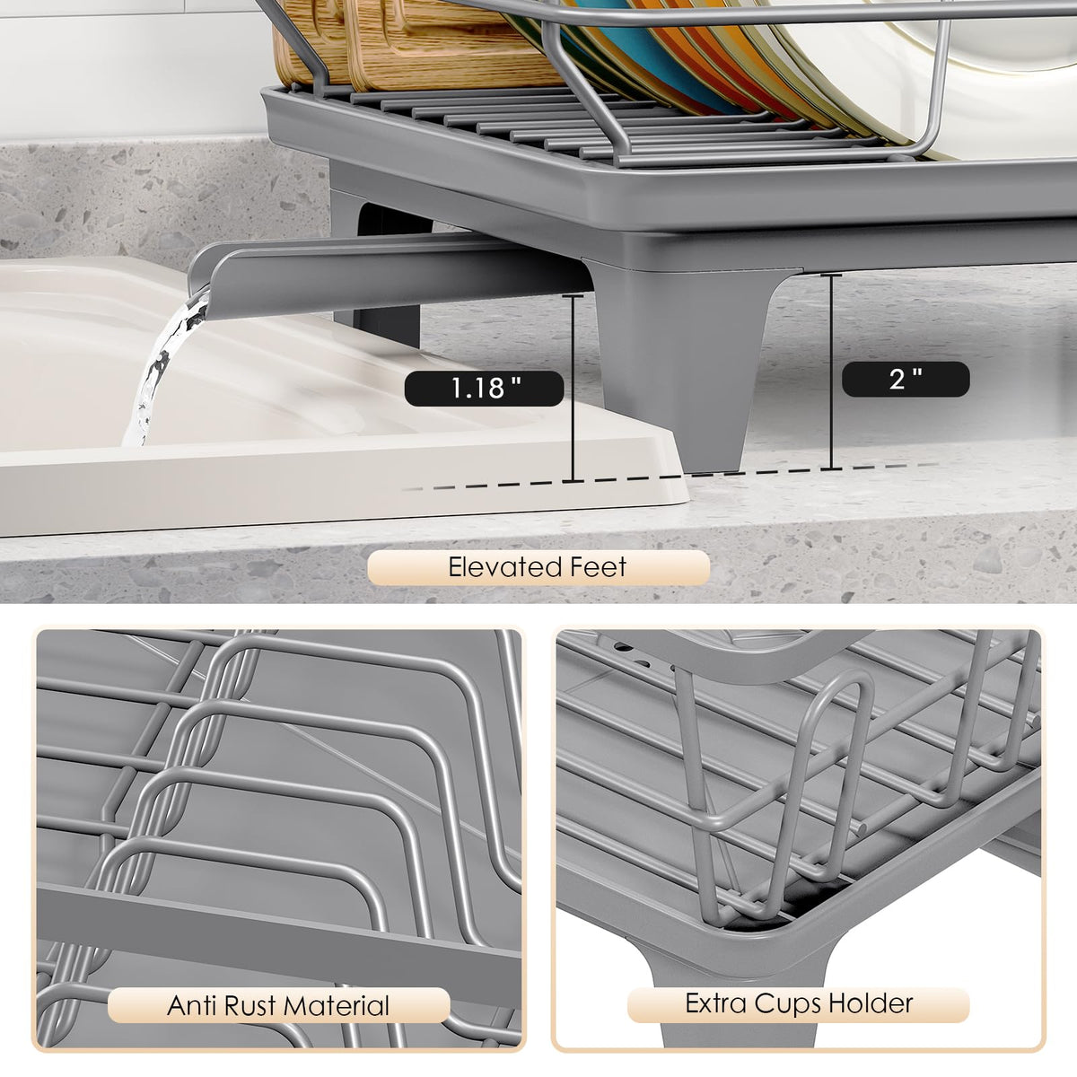 Urackify gray finish fits modern kitchens and countertops