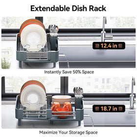 Urackify dish drainer in action with knife and utensil holder.