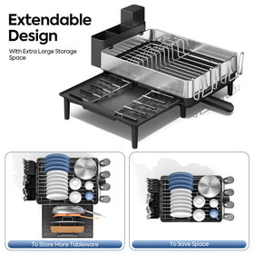 Non-slip feet of Urackify dish rack stabilizing on wet counter