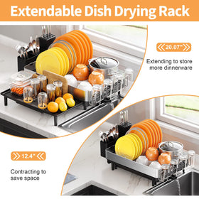 Urackify dish rack 304 stainless steel highlights rust-resistant performance.