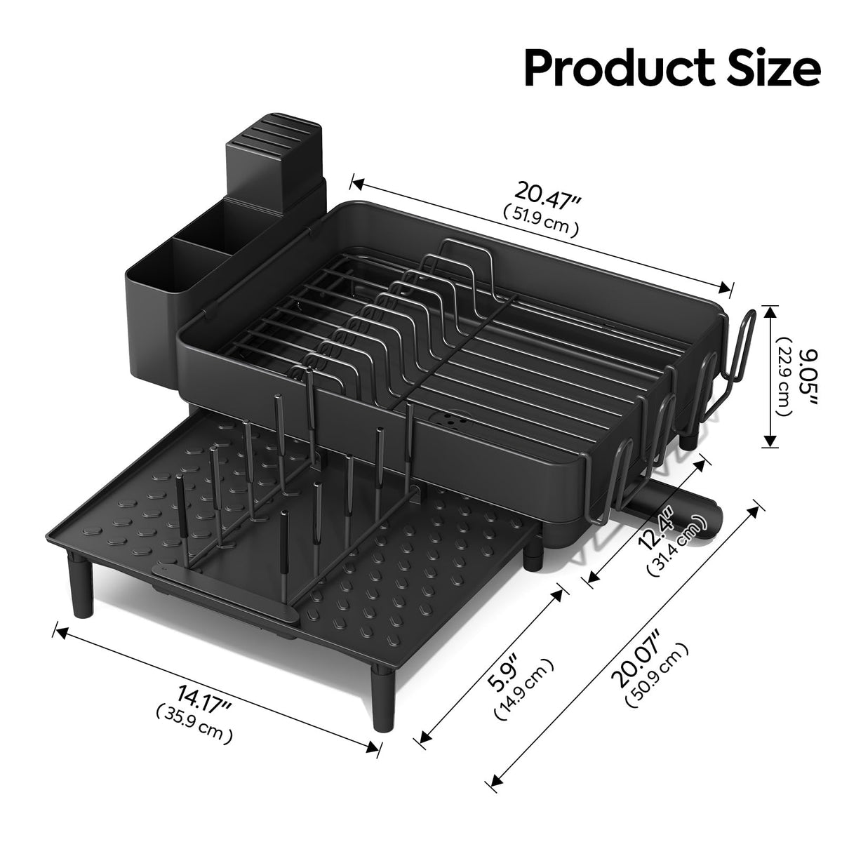 Urackify dish rack elevated feet drain directly into the sink for cleaner counters