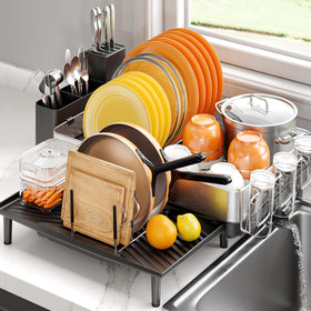 Urackify dish rack expanded design increases capacity for plates and bowls.
