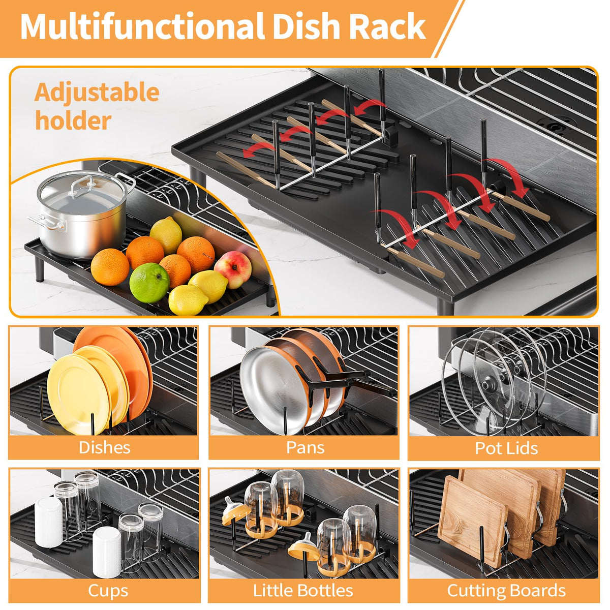 Urackify dish rack foldable compact design fits small counters.