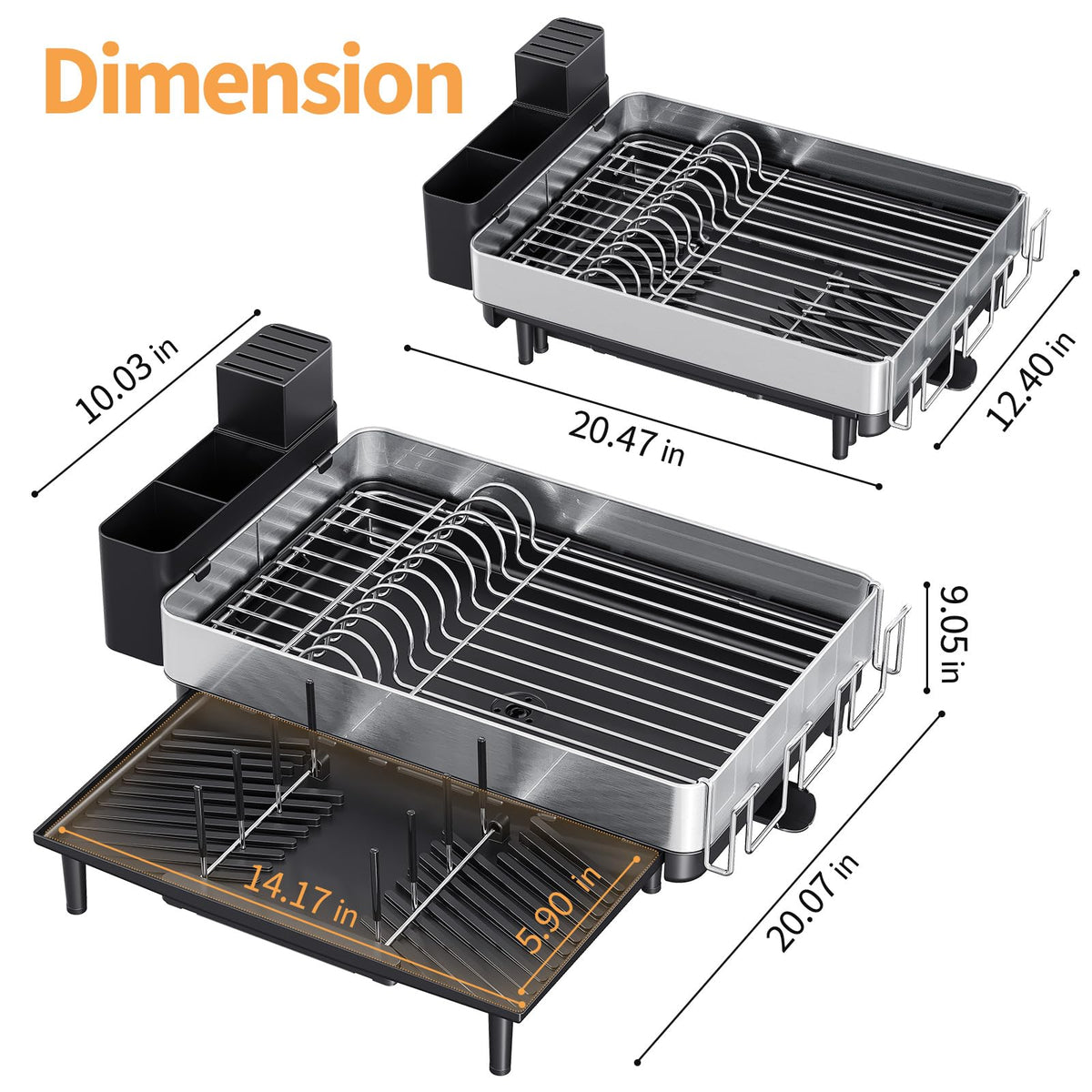 Urackify dish rack fruit-vegetable storage option with lowered holders for fresh produce.