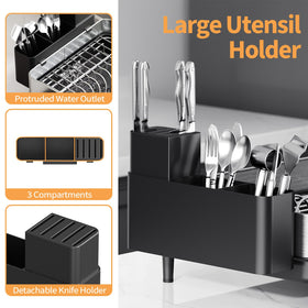 Urackify dish rack large cutlery holder keeps forks and knives organized.