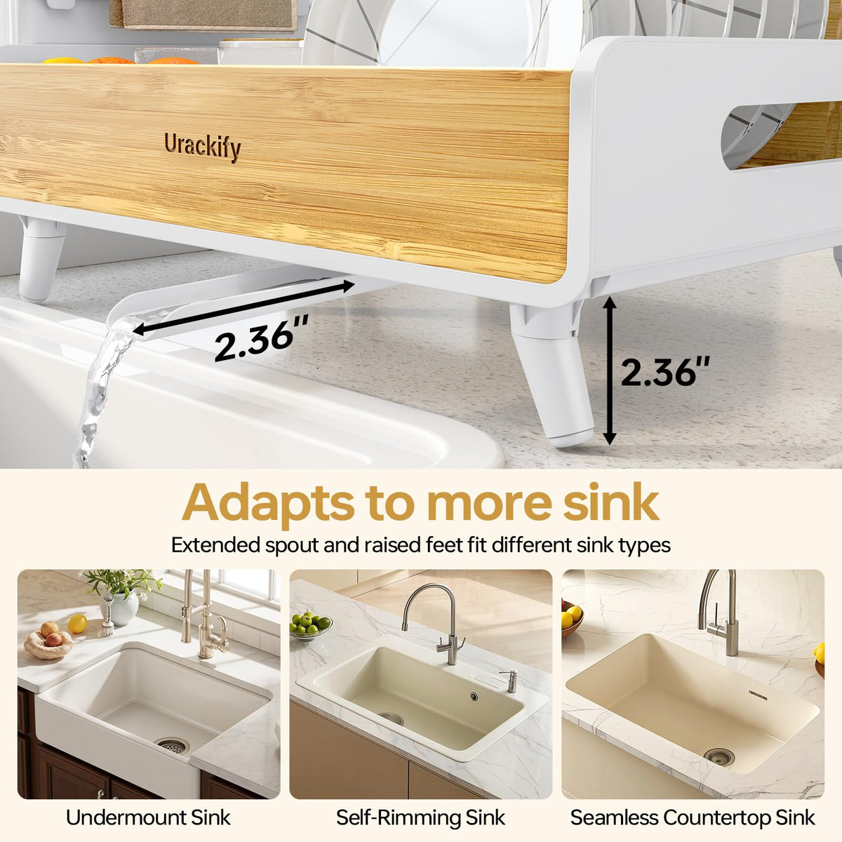 Urackify angled drain board prevents water pooling on the counter