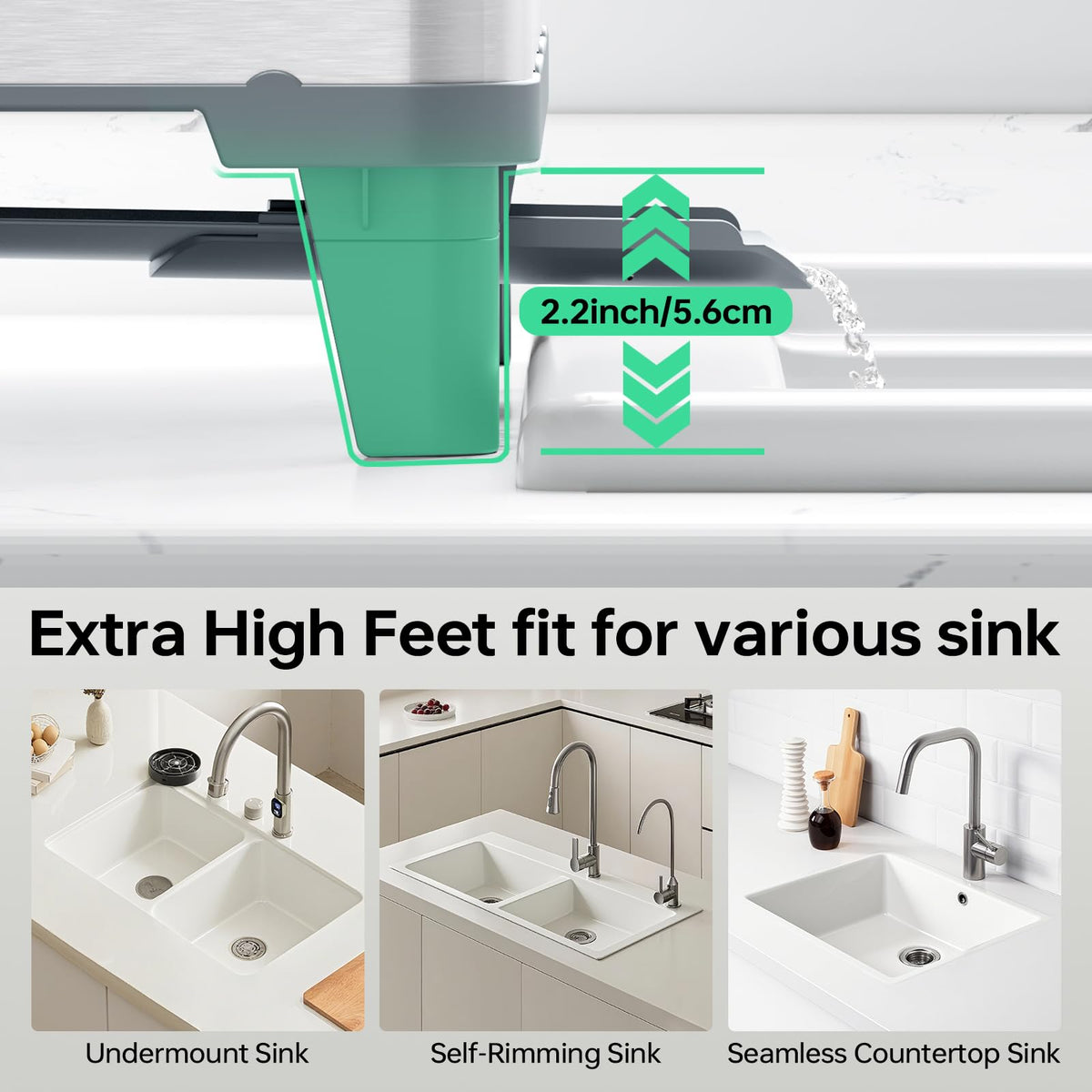 Urackify funnel-shaped drainboard enables fast drainage from the rack.