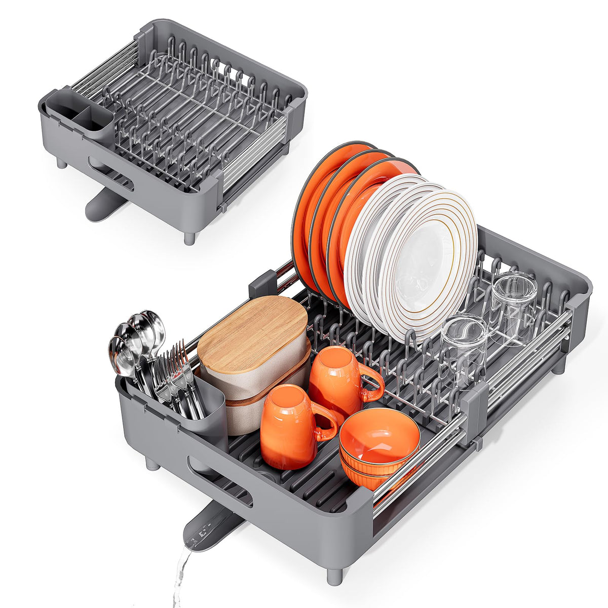 Urackify kitchen counter organizer demonstrates neat post-wash setup.