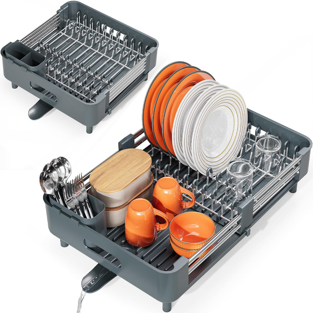 Urackify matte-green dish rack fits compact spaces and improves airflow.
