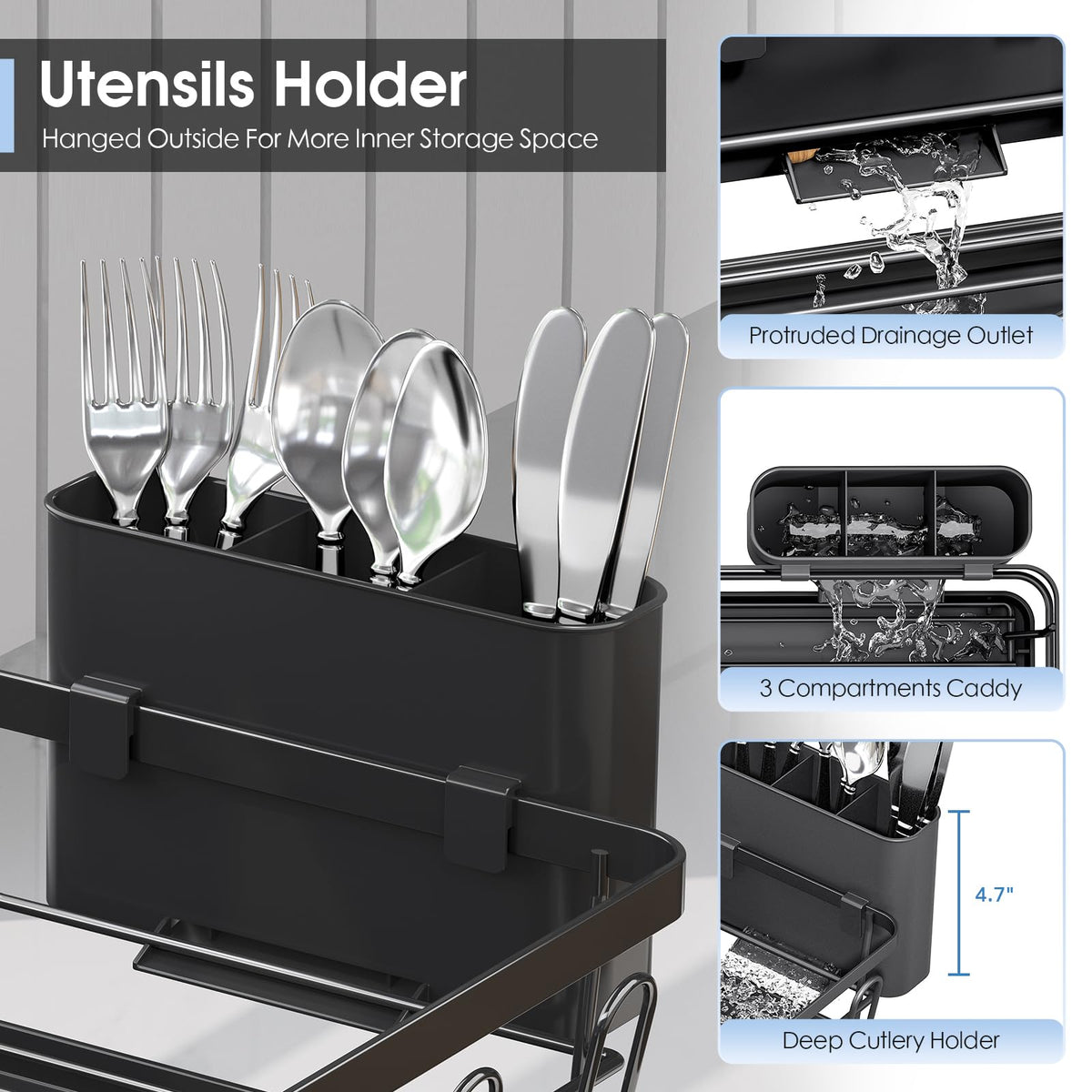 Urackify long-spout drainboard diverts water toward drainage.
