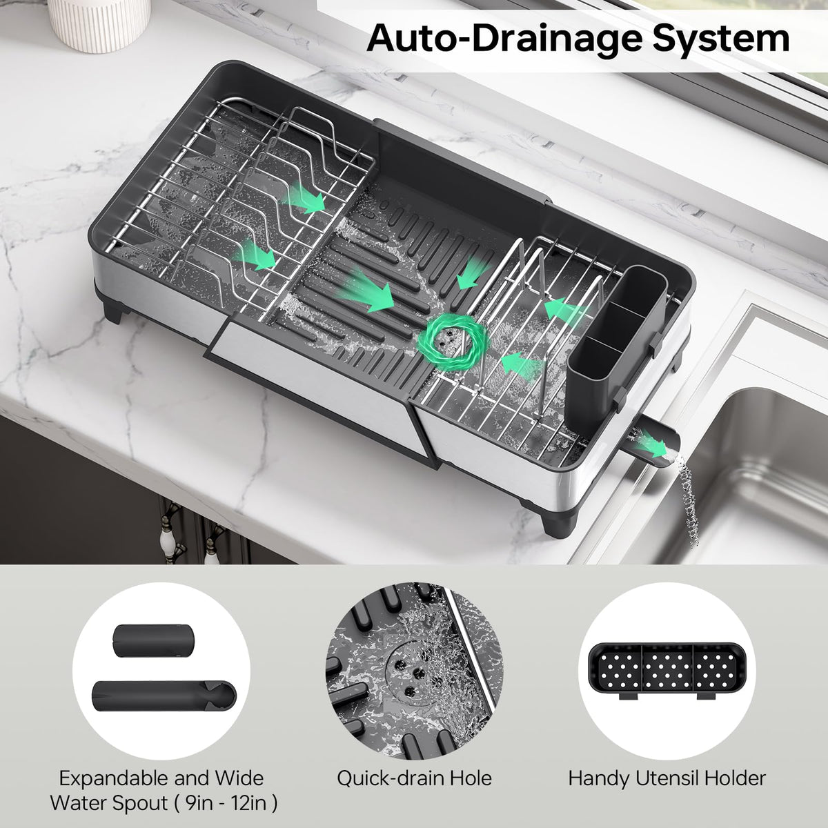 Urackify rust-resistant dish drying rack built for daily use and easy cleaning