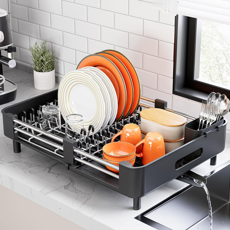 Urackify stainless steel dish drying rack extended boosts counter space and organized dishes