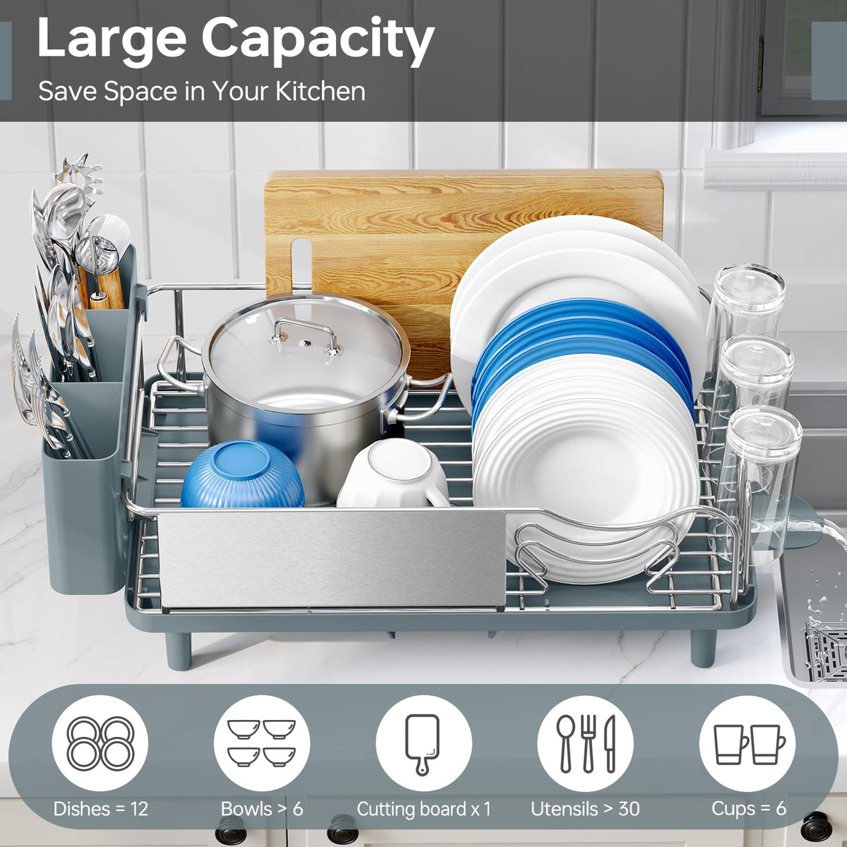 Urackify utensil holder tray keeps forks and spoons organized and within reach.