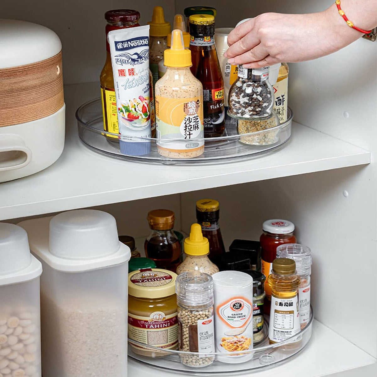 URALFA BPA-free plastic turntable construction for durable storage.