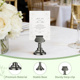Urban Deco wedding decor holder with nickel black finish complements guests' cards