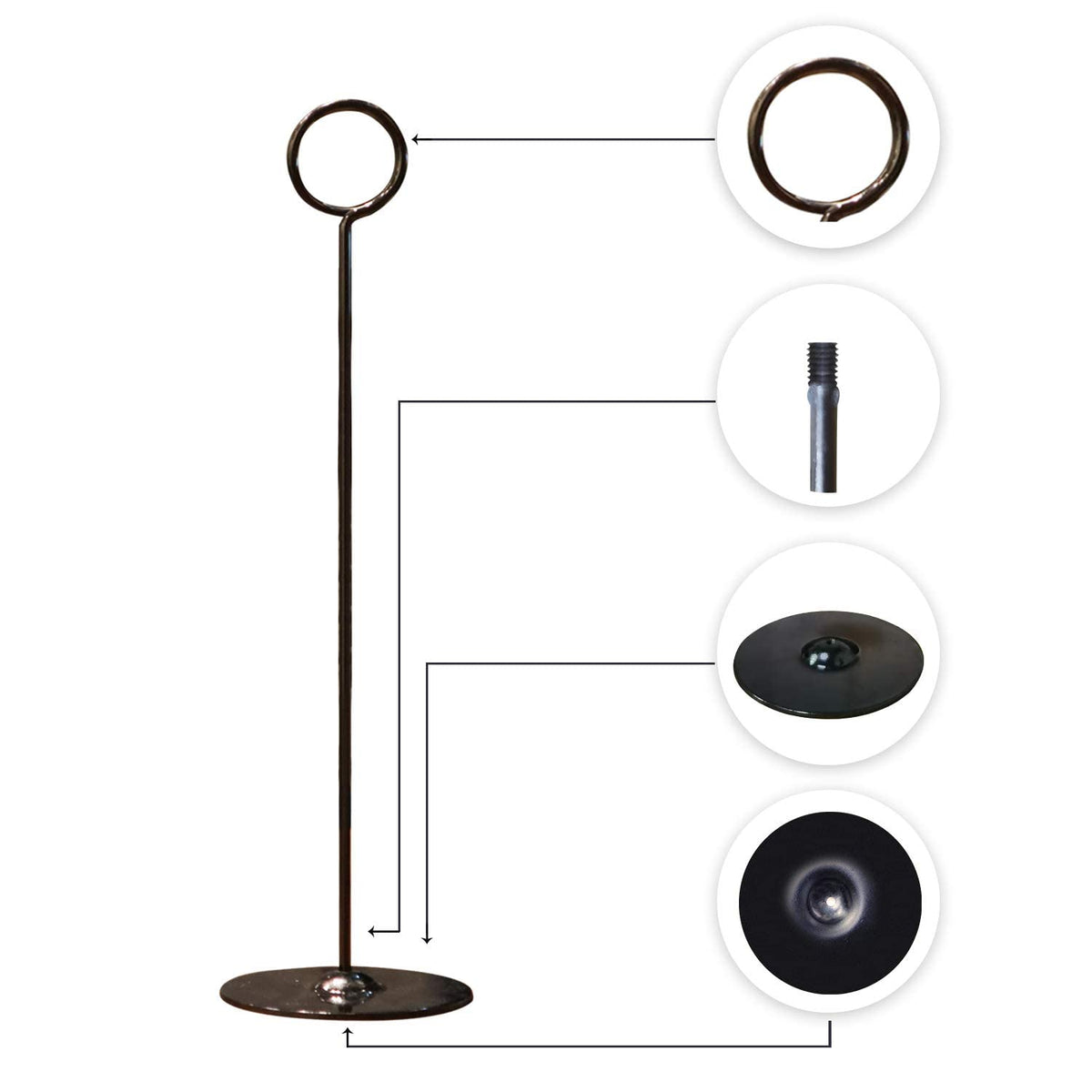 Urban Deco table card holder display of food signs in a busy restaurant