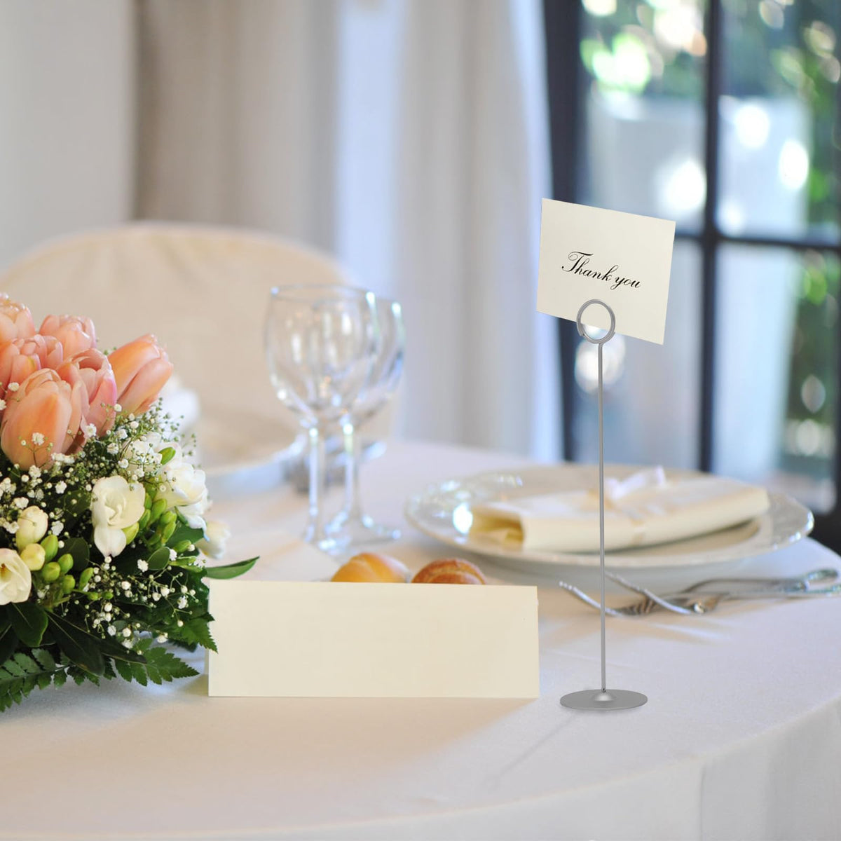 Urban Deco rose gold table sign holder for notes and menus.