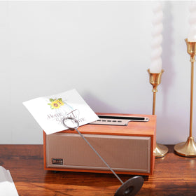 Urban Deco wedding setup with 8-inch holders supporting place cards elegantly