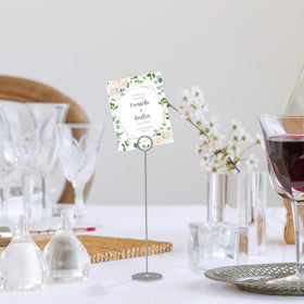 Urban Deco gold wedding table stand adds elegant sign display.