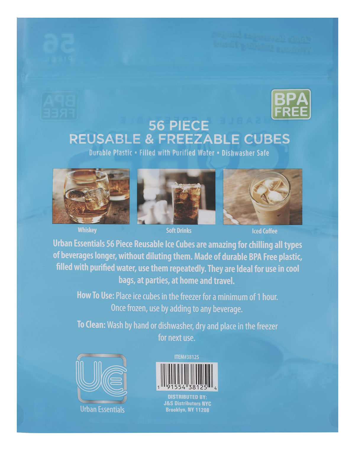 Urban Essentials beverage-chilling cubes enhance hot day refreshments.