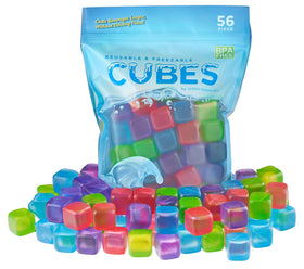 Urban Essentials colorful square ice cubes provide vibrant visuals while chilling drinks.
