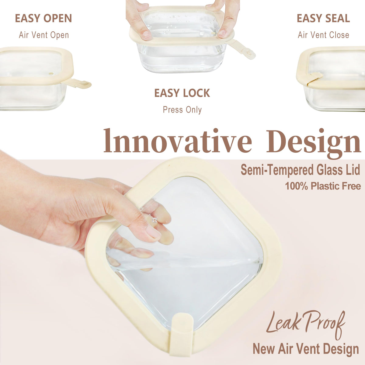 Urban Green 22oz glass container with lid for compact fridge organization.