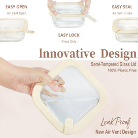 Urban Green 22oz glass container with lid for compact fridge organization.