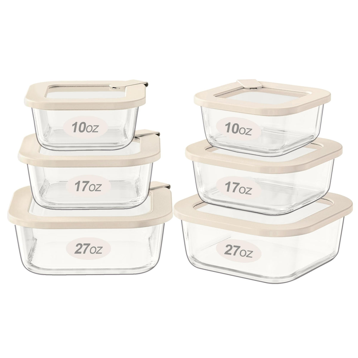 Urban Green 27oz square glass container for meal prep with clear visibility