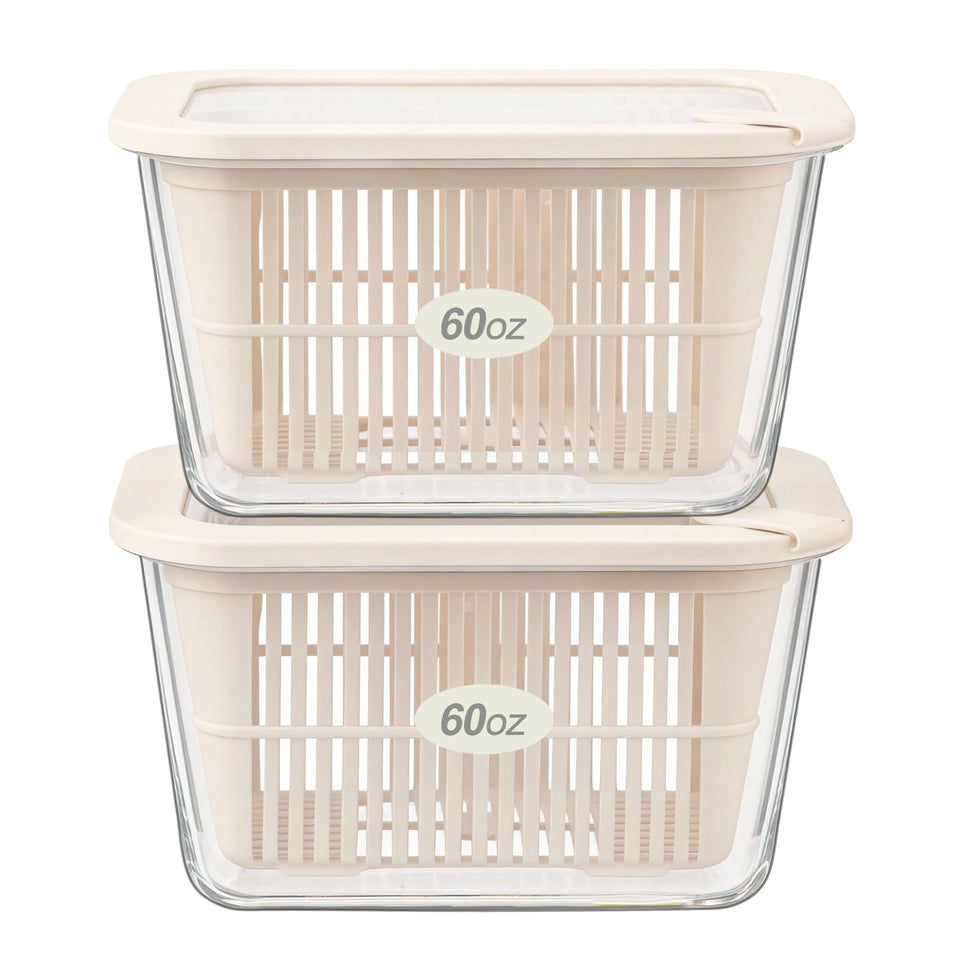 Urban Green 60oz glass container front view showing size and clarity for meal prep