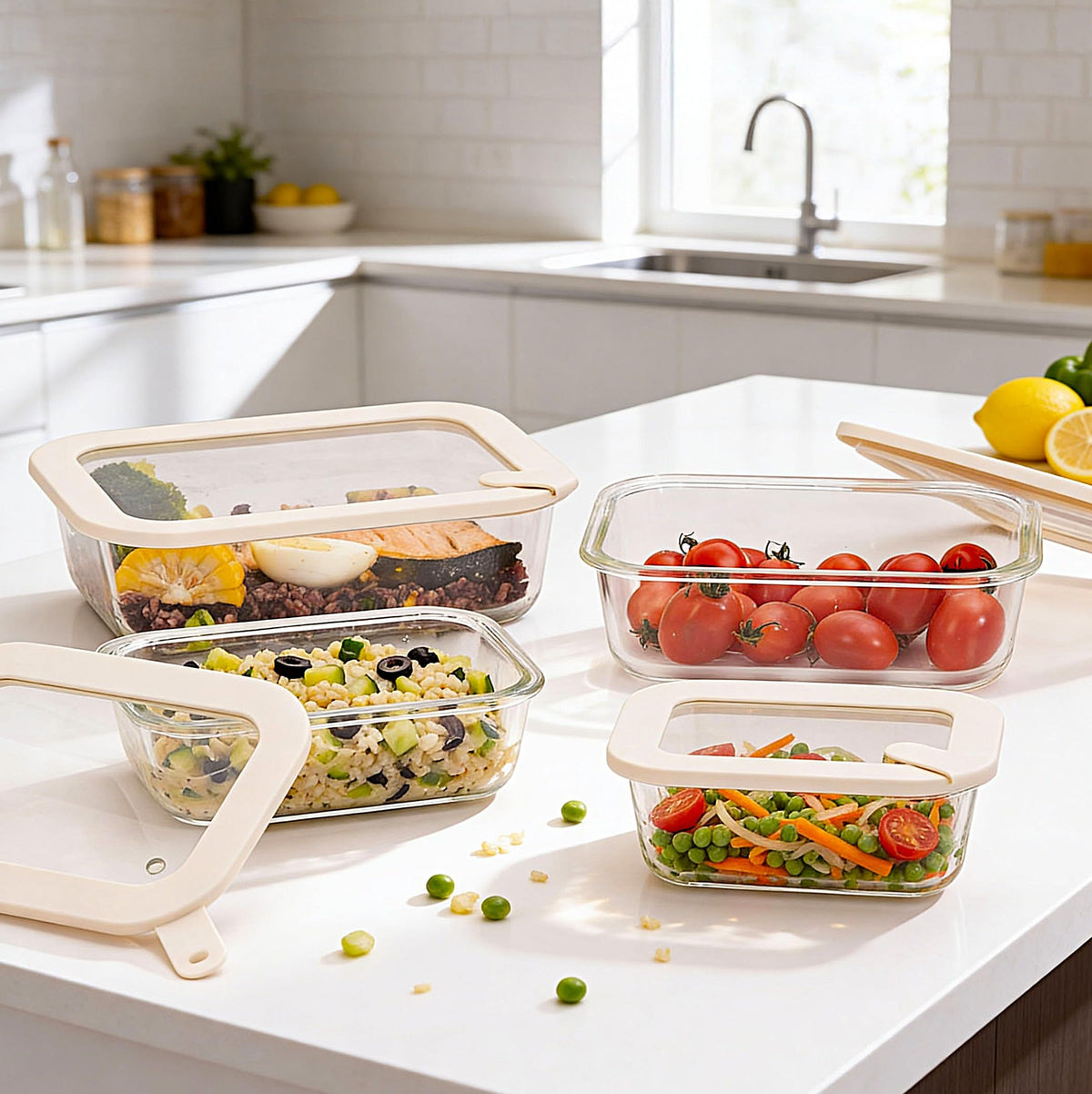 Urban Green dishwasher-safe glass containers simplify cleanup after meals.
