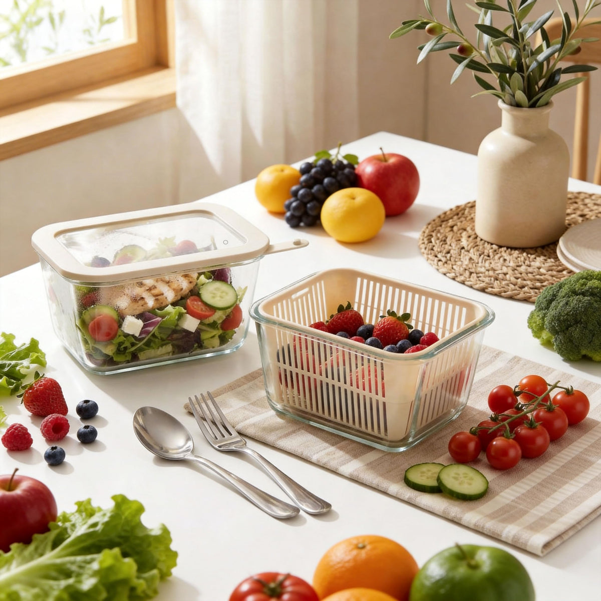 Urban Green freezer-to-oven compatibility shot demonstrates versatile temperature tolerance
