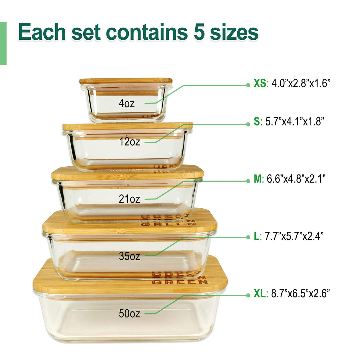 Urban Green 12oz glass container with bamboo lid for leftovers