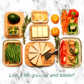 Urban Green five‑pack glass containers for versatile kitchen storage