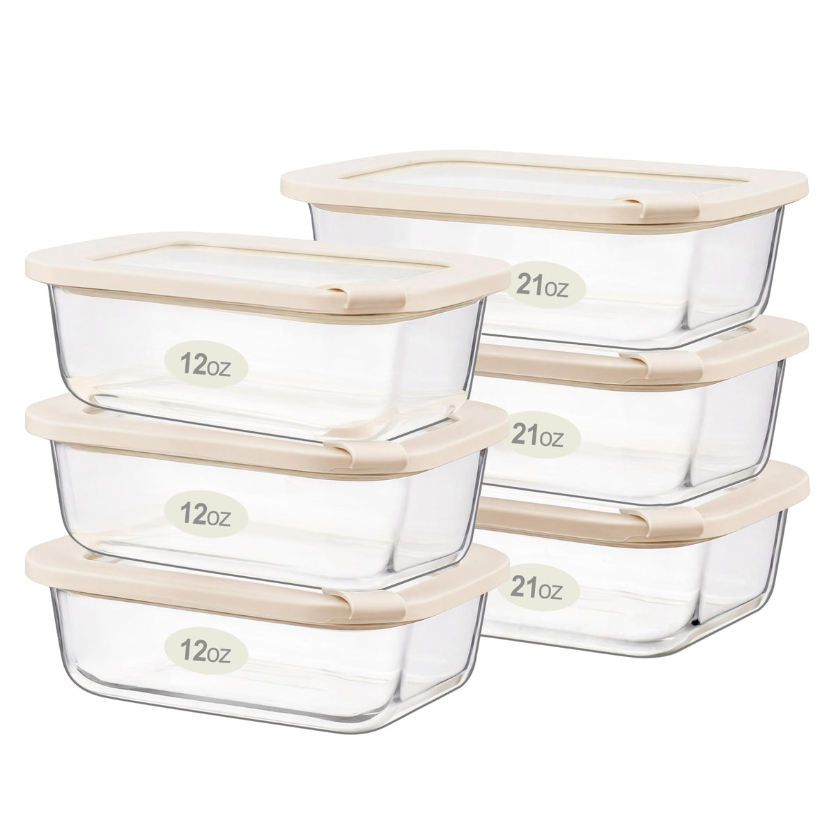 Urban Green 21oz rectangular glass container with airtight lid for meal prep.
