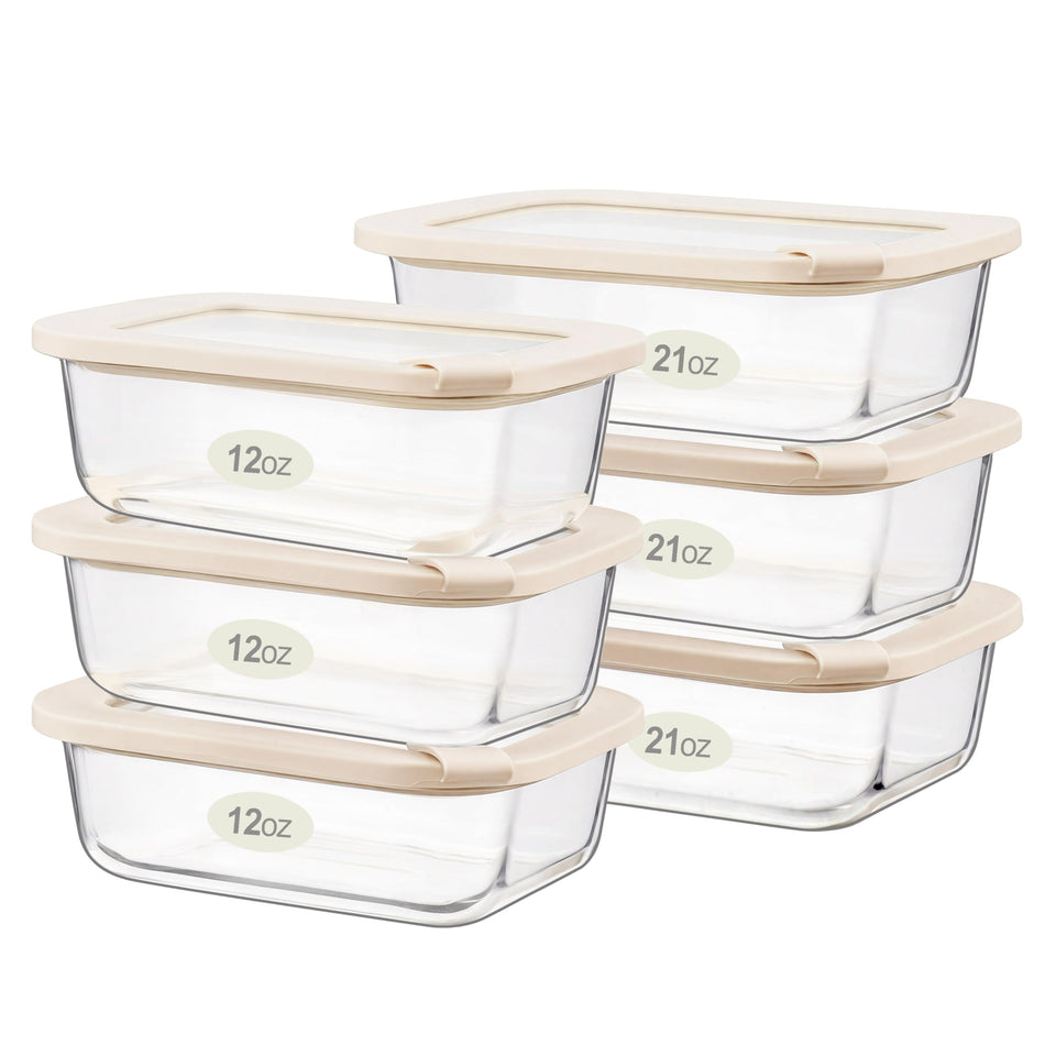 Urban Green 21oz rectangular glass container with airtight lid for meal prep.
